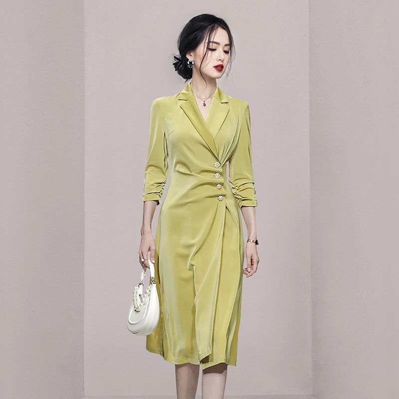 Женское атласное платье с жемчужной пряжкой, новое офисное повседневное винтажное платье с драпировкой для вечеринок, осень
Женское атласное платье с жемчужной пряжкой, новое офисное повседневное винтажное платье с драпировкой для вечеринок, осень