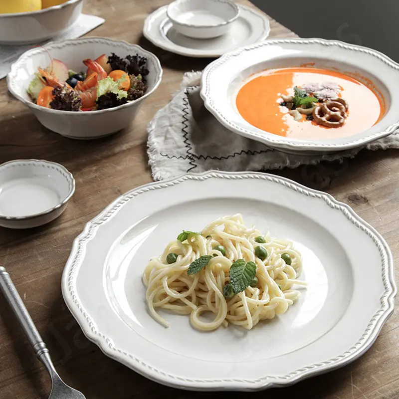 Relief Ceramic Dinner Plate Nordic Style Vintage Dinner Plates Steak Spaghetti Plates Soup Plates Household Bowl and Plates Set
Relief Ceramic Dinner Plate Nordic Style Vintage Dinner Plates Steak Spaghetti Plates Soup Plates Household Bowl and Plates Set