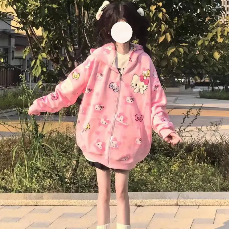 Cartoon Cute Kawaii Sanrioed Hellokitty 2023 New Autumn Sweet Girl Hooded Zipper Cardigan Sweater Coat
Cartoon Cute Kawaii Sanrioed Hellokitty 2023 New Autumn Sweet Girl Hooded Zipper Cardigan Sweater Coat
