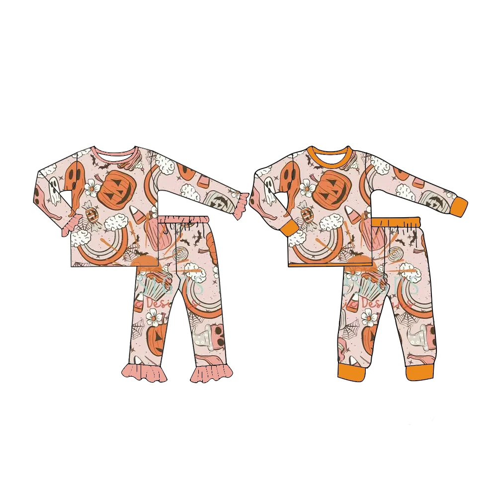 Brother and sister pajamas set Pullover style Pajamas Halloween pumpkin pattern milk silk fabric pajamas long sleeve pants for c
Brother and sister pajamas set Pullover style Pajamas Halloween pumpkin pattern milk silk fabric pajamas long sleeve pants for c