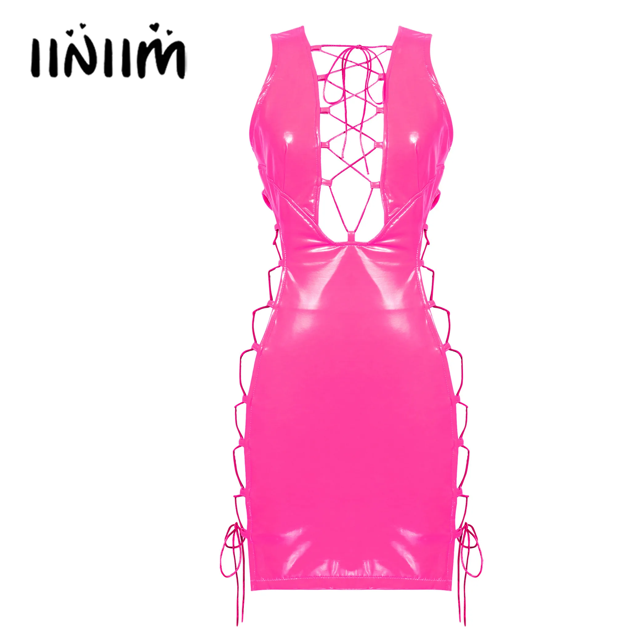 Sexy Womens Fashion Crisscross Lace-up Bodycon Dress Hollow Out Sleeveless Patent Leather Dresses Music Festival Club Dress
Sexy Womens Fashion Crisscross Lace-up Bodycon Dress Hollow Out Sleeveless Patent Leather Dresses Music Festival Club Dress
