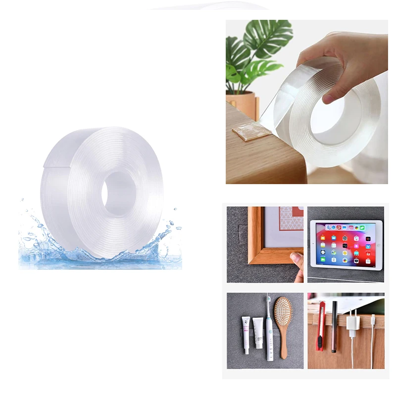 1/2/3/5M Nano Tape Transparent Reusable Waterproof Washable Double Sided Tape Wall Sticker Kitchen Bathroom Adhesive Sealers
1/2/3/5M Nano Tape Transparent Reusable Waterproof Washable Double Sided Tape Wall Sticker Kitchen Bathroom Adhesive Sealers
