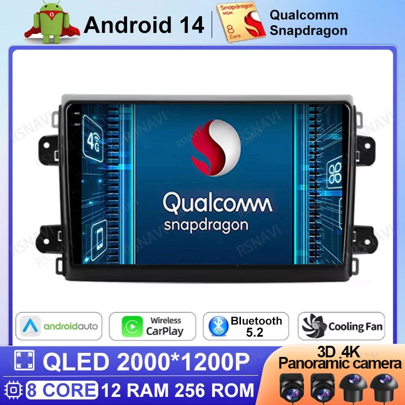 Автомобильный радиоприемник Android 14 для Fiat Ducato Van L3H2 2021-2023 BT GPS Беспроводной Carplay