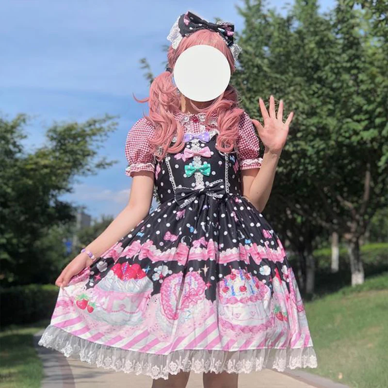 Japanese Sweet Lolita Jsk Dessert Cake Dress Cute Jsk Suspender Dress Summer Sleeveless Lace Bow Princess Party Dress
Japanese Sweet Lolita Jsk Dessert Cake Dress Cute Jsk Suspender Dress Summer Sleeveless Lace Bow Princess Party Dress