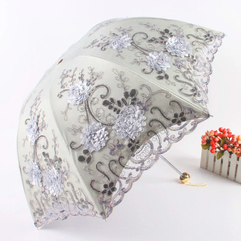 Women'S Retro Embroidered Lace Sunny Umbrella Three-Fold Black Glue Double-Layer Anti-Ultraviolet Sunshade Umbrella
Women'S Retro Embroidered Lace Sunny Umbrella Three-Fold Black Glue Double-Layer Anti-Ultraviolet Sunshade Umbrella