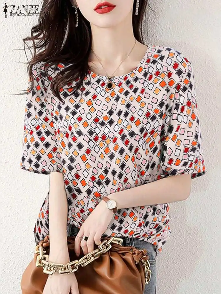 Geometric Printed Shirt ZANZEA Elegant O Neck Short Sleeve Blusas Summer Holiday Party Blouse Women Casual Femininas Tunic Tops
Geometric Printed Shirt ZANZEA Elegant O Neck Short Sleeve Blusas Summer Holiday Party Blouse Women Casual Femininas Tunic Tops