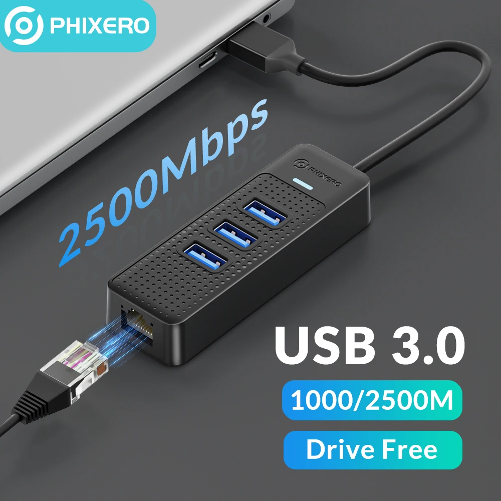 PHIXERO Type C USB 3.0 HUB Multi USB Splitter With 2500Mbps Ethernet USB to RJ45 Adapter for MacBook Laptop Computer Accessories
PHIXERO Type C USB 3.0 HUB Multi USB Splitter With 2500Mbps Ethernet USB to RJ45 Adapter for MacBook Laptop Computer Accessories