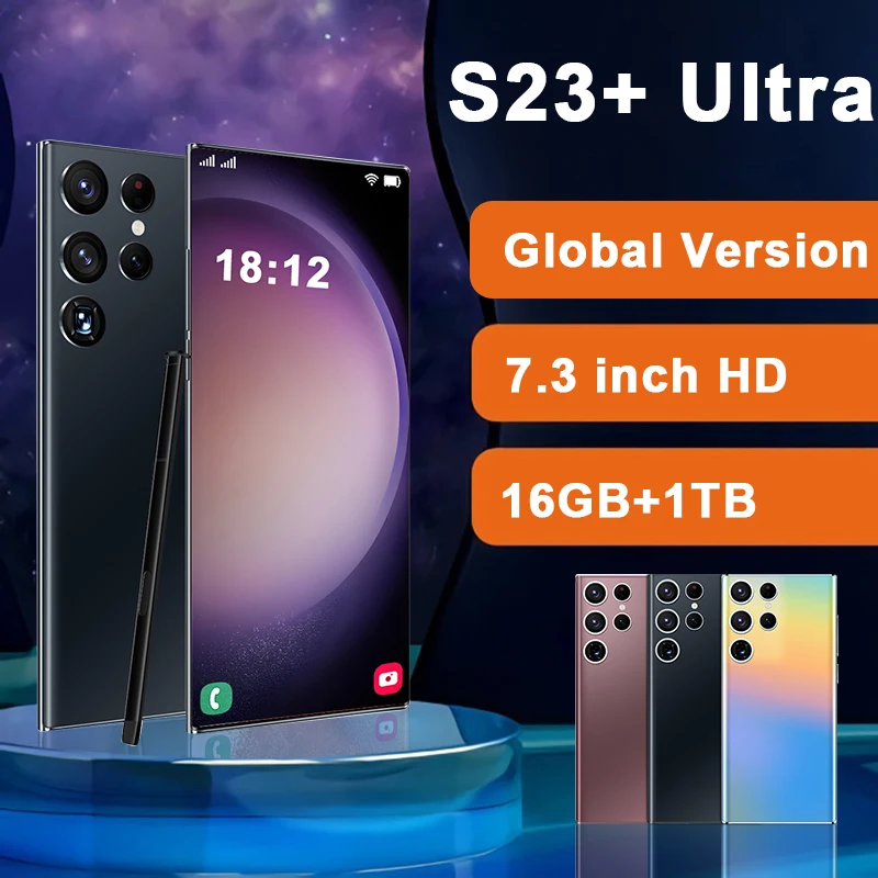 

Смартфон S23 Ultra на Android, экран 7,3 дюйма, 16 ГБ + 1 ТБ, разблокированный сотовый телефон с двумя Sim-картами, 8000 мАч, 48 Мп + МП