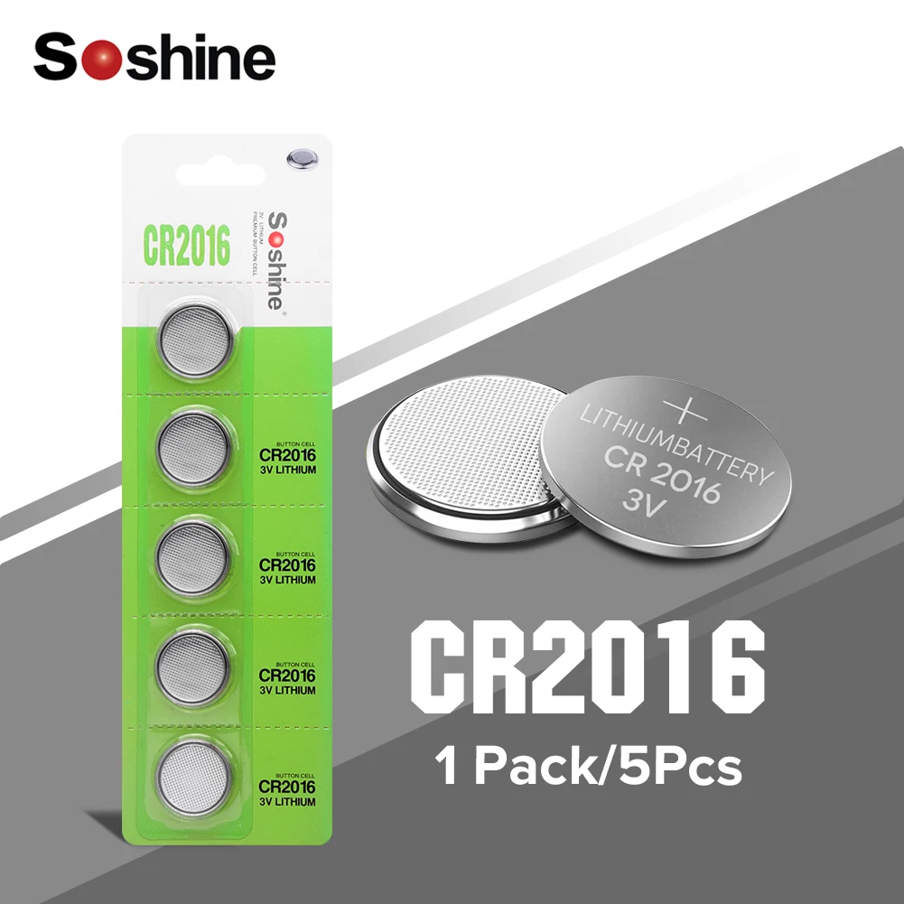 Soshine 3V Button Coin Cell Lithium Battery CR2016 LM2016 BR2016 DL2016 5Pcs
Soshine 3V Button Coin Cell Lithium Battery CR2016 LM2016 BR2016 DL2016 5Pcs