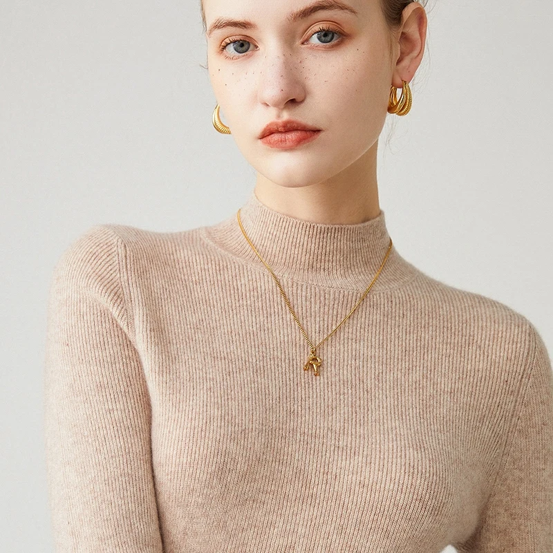 Autumn Winter Cashmere Sweater Women's 100% Pure Cashmere Half High Collar Sweater Tight Knitted Undercoat Long Sleeve Versatile
Autumn Winter Cashmere Sweater Women's 100% Pure Cashmere Half High Collar Sweater Tight Knitted Undercoat Long Sleeve Versatile