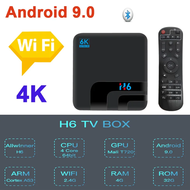 H6 6K 2.4G 5GHz Wifi TV Box For Android 9 H.265 Bluetooth HDMI-compatible Set Top Box 2GB 16GB 4GB 32GB 64GB Media Player
H6 6K 2.4G 5GHz Wifi TV Box For Android 9 H.265 Bluetooth HDMI-compatible Set Top Box 2GB 16GB 4GB 32GB 64GB Media Player