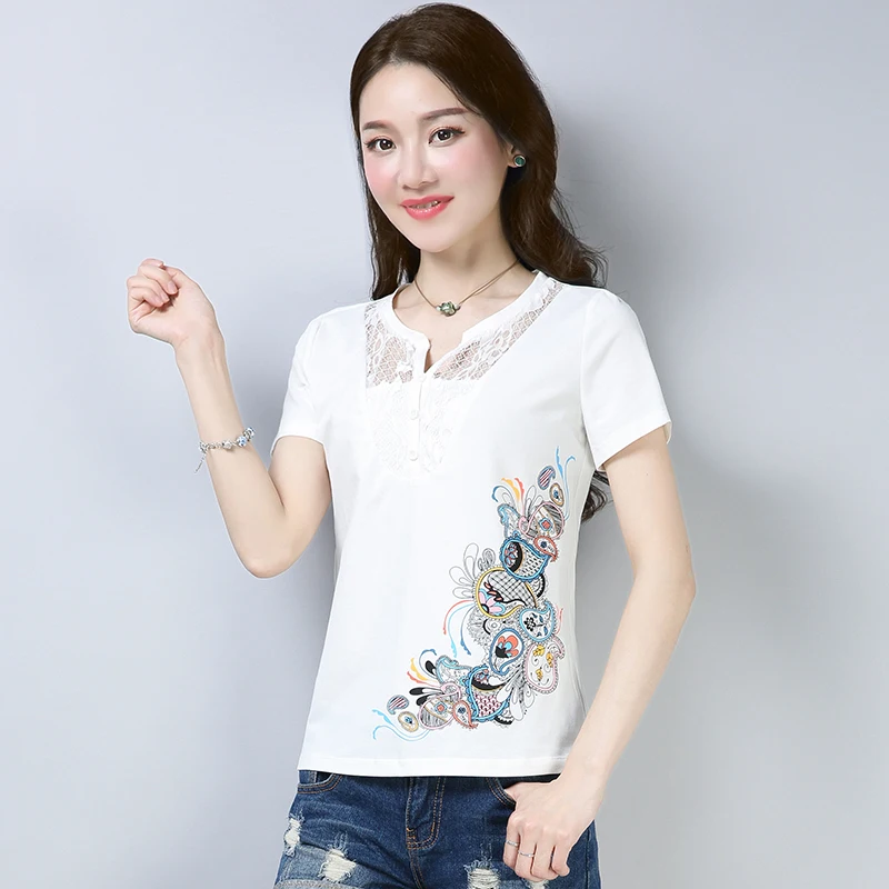 Элегантная экзотическая свободная и удобная кружевная блузка с принтом, женская повседневная короткая рубашка в народном стиле с V-образны... 
Элегантная экзотическая свободная и удобная кружевная блузка с принтом, женская повседневная короткая рубашка в народном стиле с V-образны...