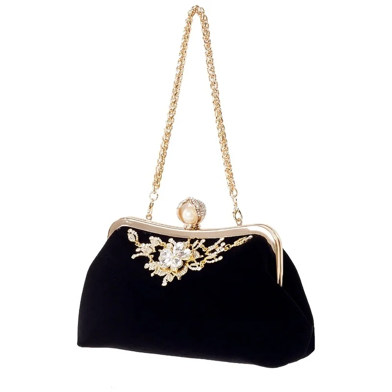 Female Diamond Pearl Handbag Vintage Crystal Flower Evening Bag Wedding Party Bride Clutch Bag Purse(Black)
Female Diamond Pearl Handbag Vintage Crystal Flower Evening Bag Wedding Party Bride Clutch Bag Purse(Black)
