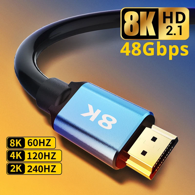 

8K HDMI-совместимый кабель для TV Box PS5 usb-хаб Ultra высокоскоростной Сертифицированный 4K144 8K60Hz HD 2,1 кабель 48 Гбит/с eARC Dolby Vision HD