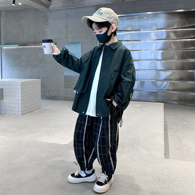 New Boy Korean Style Suit 2022 Autumn Clothing Children Solid Casual Shirt+plaid Long Pants Sports 2-Piece Set Fashion Kids Suit
New Boy Korean Style Suit 2022 Autumn Clothing Children Solid Casual Shirt+plaid Long Pants Sports 2-Piece Set Fashion Kids Suit