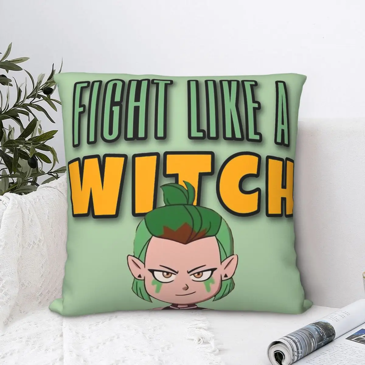 

Fight Like A Witch Hug Pillowcase The Owl House Anime Backpack Cushion Sofa DIY Printed Chair Throw Pillow Case Decorative