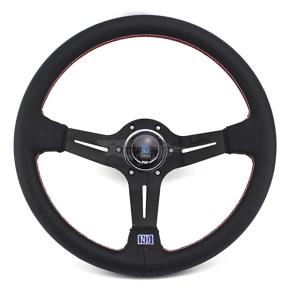 

350MM Universal Classic Drift Racing ND Steering Wheel Microfiber Leather Rally Steering Wheel With Logo For VW TOYOTA HONDA