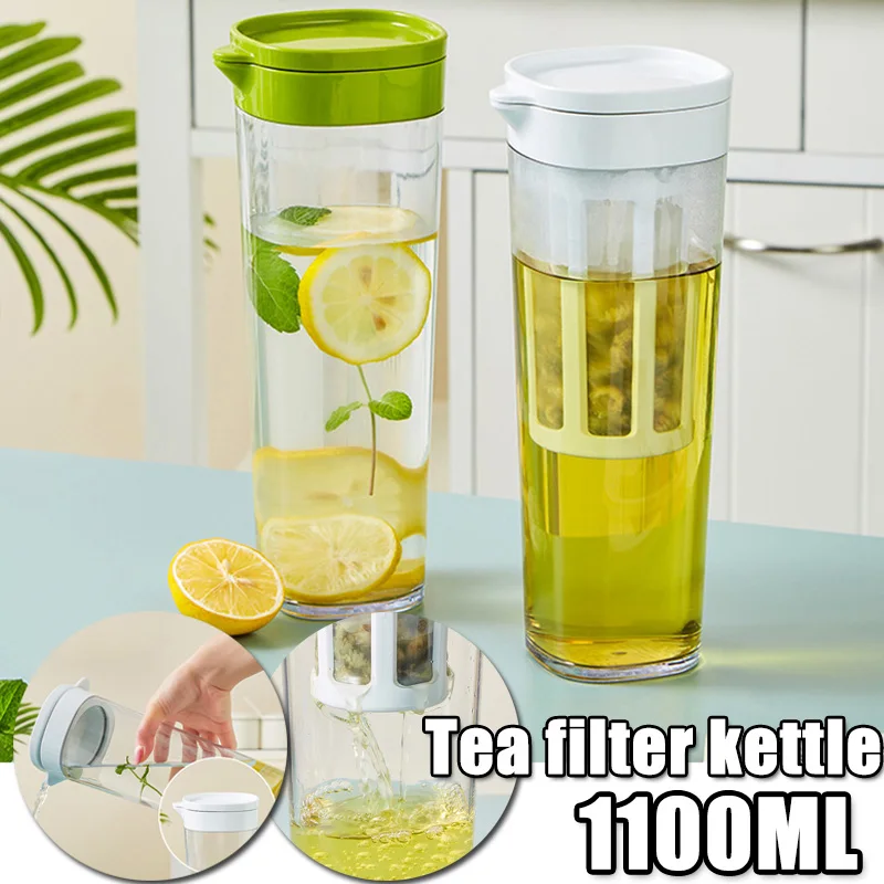 1.1L Tea Filter Cold Water Kettle With Filter Net Creative Flower Tea Pot Juice Tea Kettle Rotating Water Outlet Cooling Kettle
1.1L Tea Filter Cold Water Kettle With Filter Net Creative Flower Tea Pot Juice Tea Kettle Rotating Water Outlet Cooling Kettle