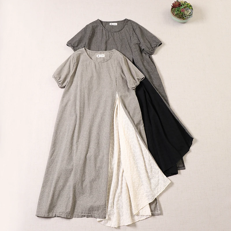 2022 Summer Japanese Mori Women's Short Sleeve Double Pockets Asymmetrical Plaid Dress Casual Midi Dress Z2688
2022 Summer Japanese Mori Women's Short Sleeve Double Pockets Asymmetrical Plaid Dress Casual Midi Dress Z2688