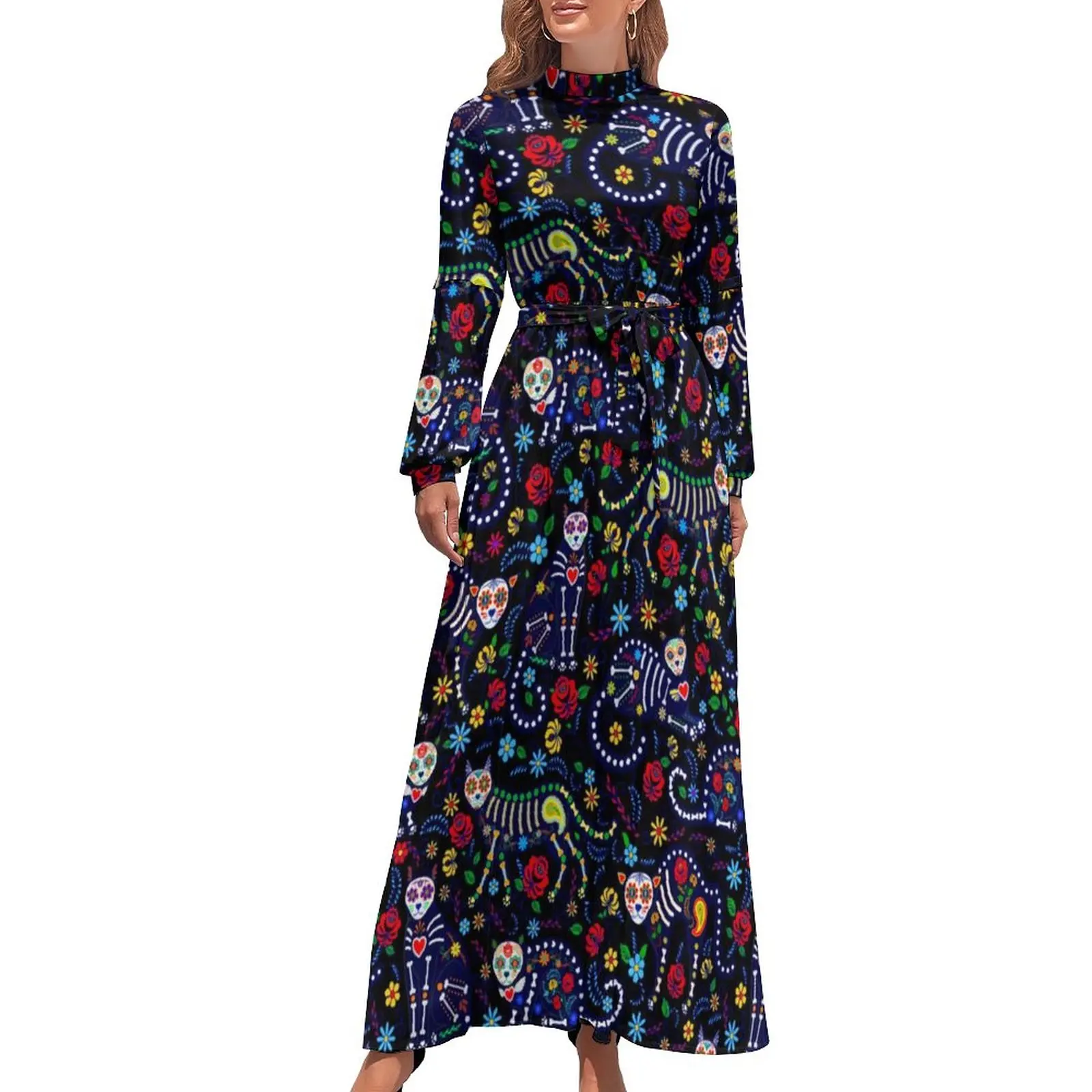 Vintage Halloween Dress Calaveras Cats Day of The Dead ArtCute Pattern Maxi Dress Women Korean Fashion Bohemia Long Dresses
Vintage Halloween Dress Calaveras Cats Day of The Dead ArtCute Pattern Maxi Dress Women Korean Fashion Bohemia Long Dresses