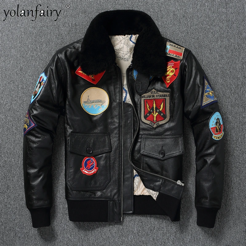 100% Genuine Leather Jacket Mens New Cowhide Jacket Detachable Fur Collar Slim Pilot Jacket Bomber Jacket Chic Chaquetas Hombre
100% Genuine Leather Jacket Mens New Cowhide Jacket Detachable Fur Collar Slim Pilot Jacket Bomber Jacket Chic Chaquetas Hombre