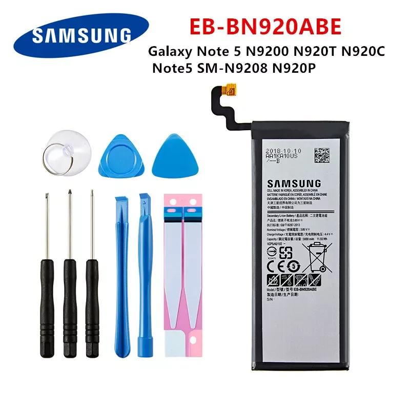 Orginal EB-BN920ABE 3000mAh Battery For Samsung Galaxy Note 5 N9200 N920T N920C N920P Note5 SM-N9208 Mobile Phone +Tools
Orginal EB-BN920ABE 3000mAh Battery For Samsung Galaxy Note 5 N9200 N920T N920C N920P Note5 SM-N9208 Mobile Phone +Tools