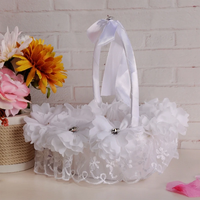 X7YC Wedding Flower Girl Baskets Elegant White Small Piece Heart Shaped Flower Basket Satin Lace Faux Flowers Decor
X7YC Wedding Flower Girl Baskets Elegant White Small Piece Heart Shaped Flower Basket Satin Lace Faux Flowers Decor