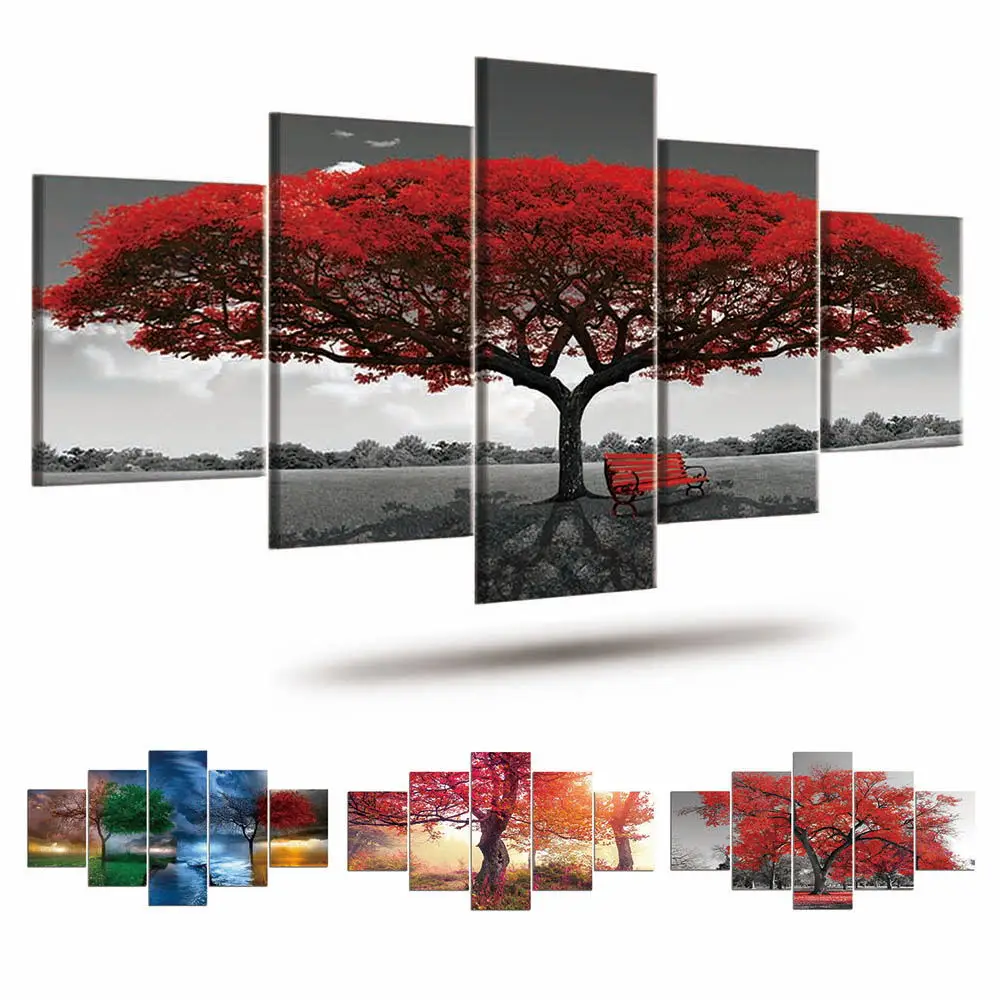 ArtSailing 5 Panel Painting Print Poster Canvas Art Red Tree Black And White Modular Home Decor Wall Pictures for Living Room
ArtSailing 5 Panel Painting Print Poster Canvas Art Red Tree Black And White Modular Home Decor Wall Pictures for Living Room