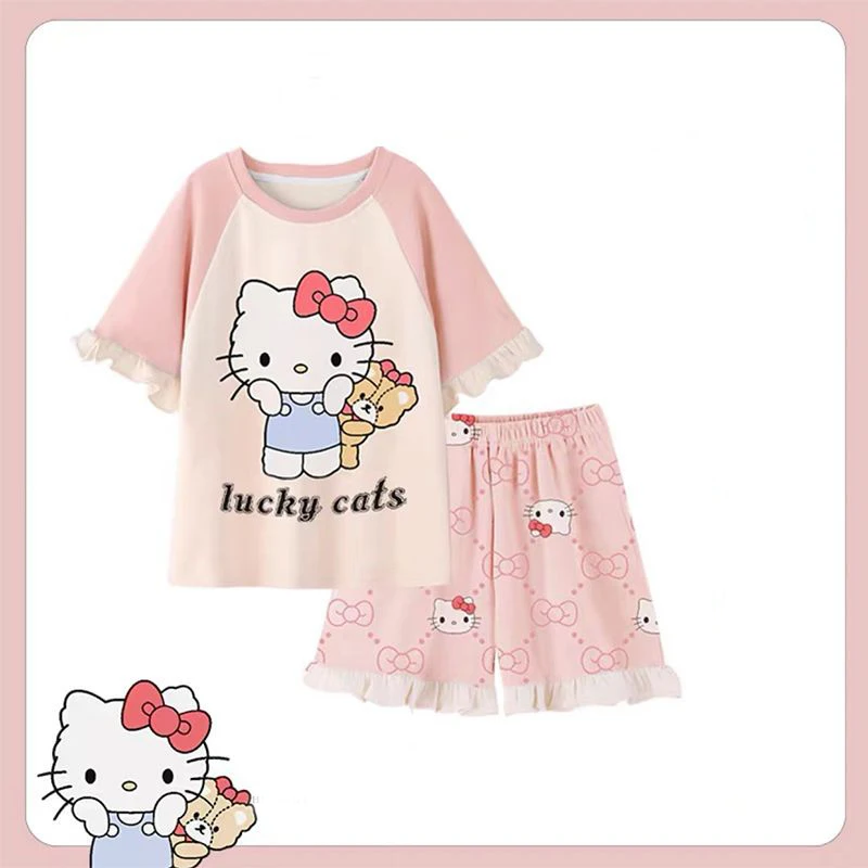 Новинка, милые детские пижамы Sanrios с героями мультфильмов Hellokitty, Летний Тонкий костюм с коротким рукавом для девочек, удобная домашняя одежд...
Новинка, милые детские пижамы Sanrios с героями мультфильмов Hellokitty, Летний Тонкий костюм с коротким рукавом для девочек, удобная домашняя одежд...