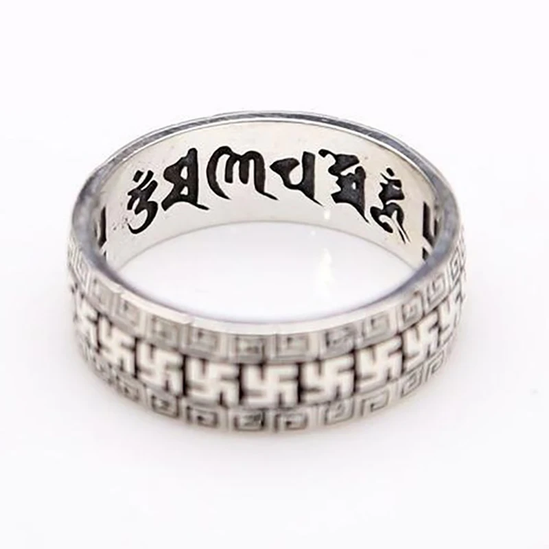 S925 Sterling Silver Jewelry Buddha Six Words Mantra Domineering Temperament Men Retro Cold Wind Open Adjustable Ring
S925 Sterling Silver Jewelry Buddha Six Words Mantra Domineering Temperament Men Retro Cold Wind Open Adjustable Ring