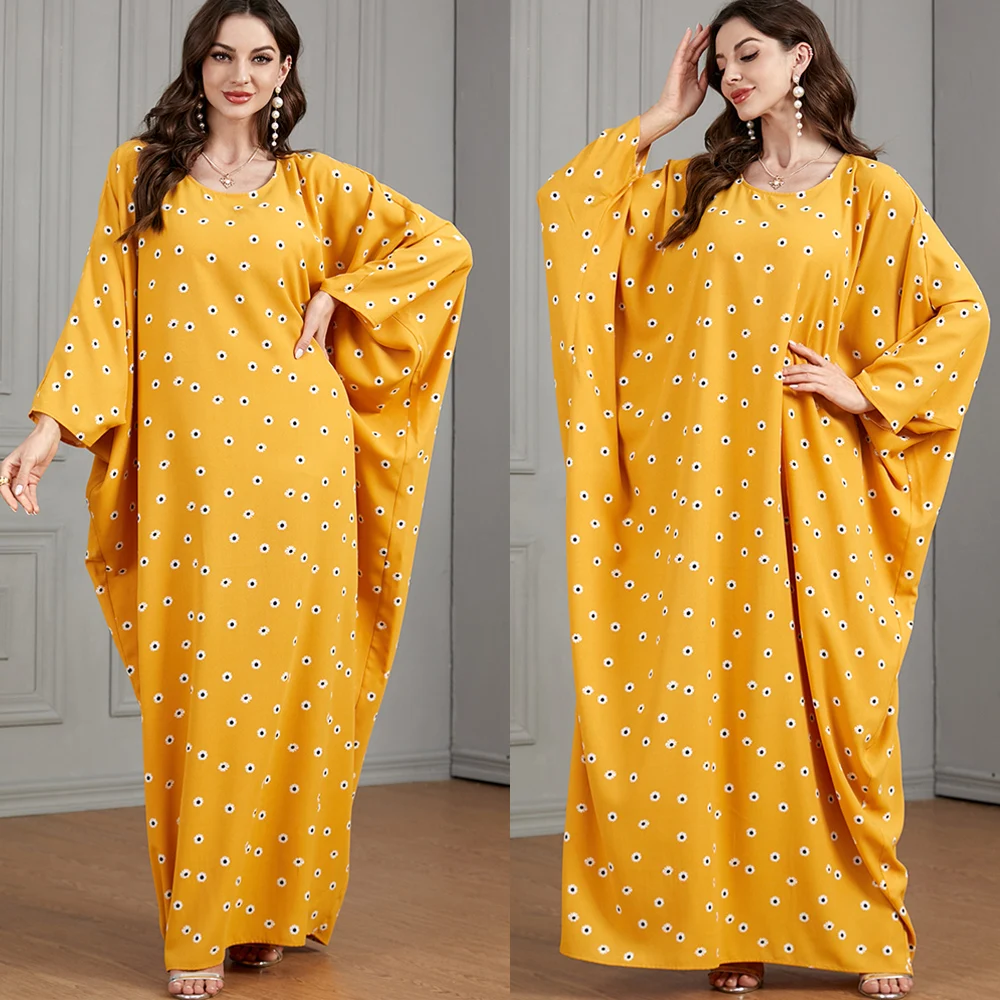 Muslim Dress Women Abaya Kaftan Bat Sleeve O-neck Loose Ramadan Dresses Caftan Marocain Print Long Robe Dubai Turkey Abayas
Muslim Dress Women Abaya Kaftan Bat Sleeve O-neck Loose Ramadan Dresses Caftan Marocain Print Long Robe Dubai Turkey Abayas