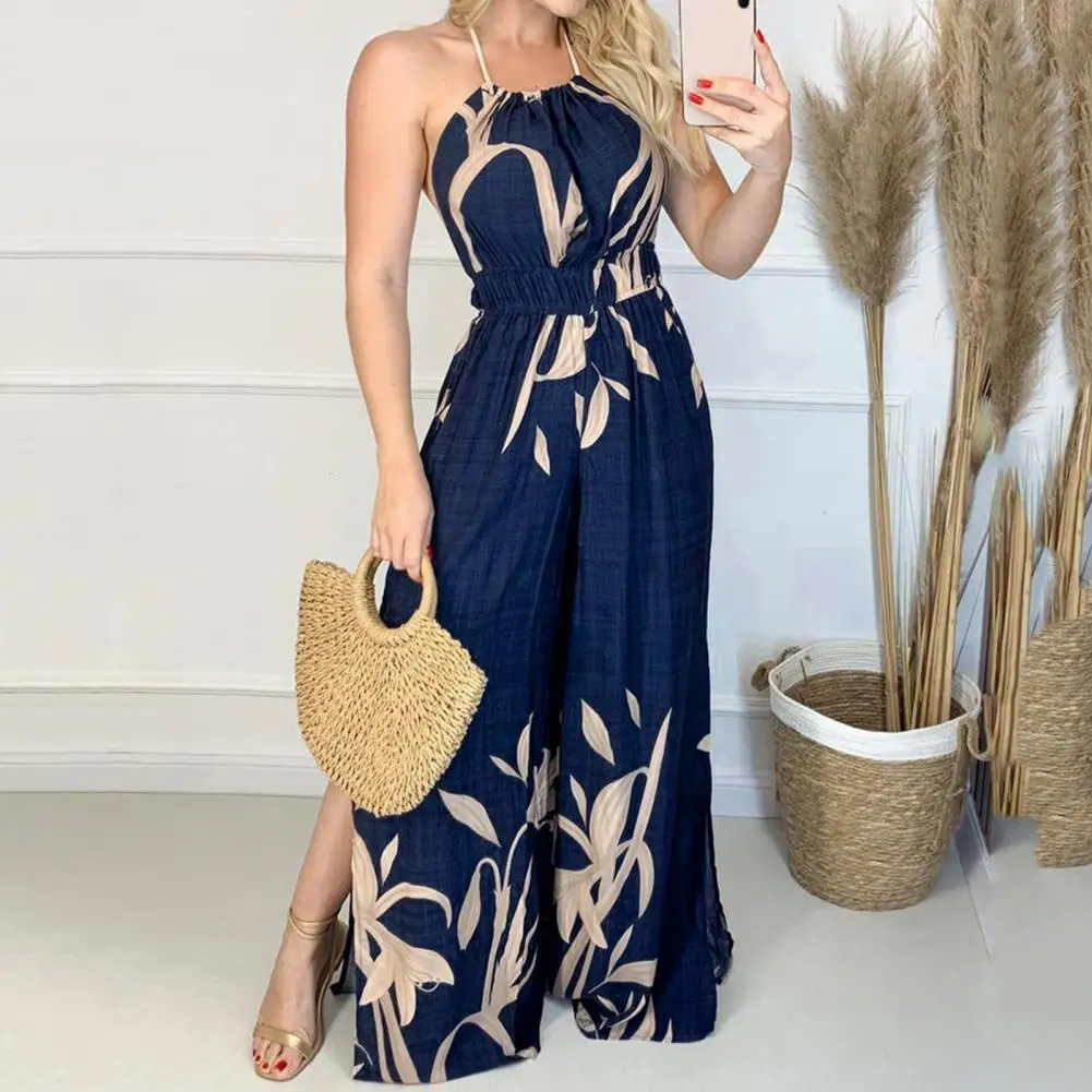 

Tight Waists Trendy Off Shoulder Sleeveless Lady Jumpsuit Contrast Color Prom Jumpsuit Straight Dating Clothes
