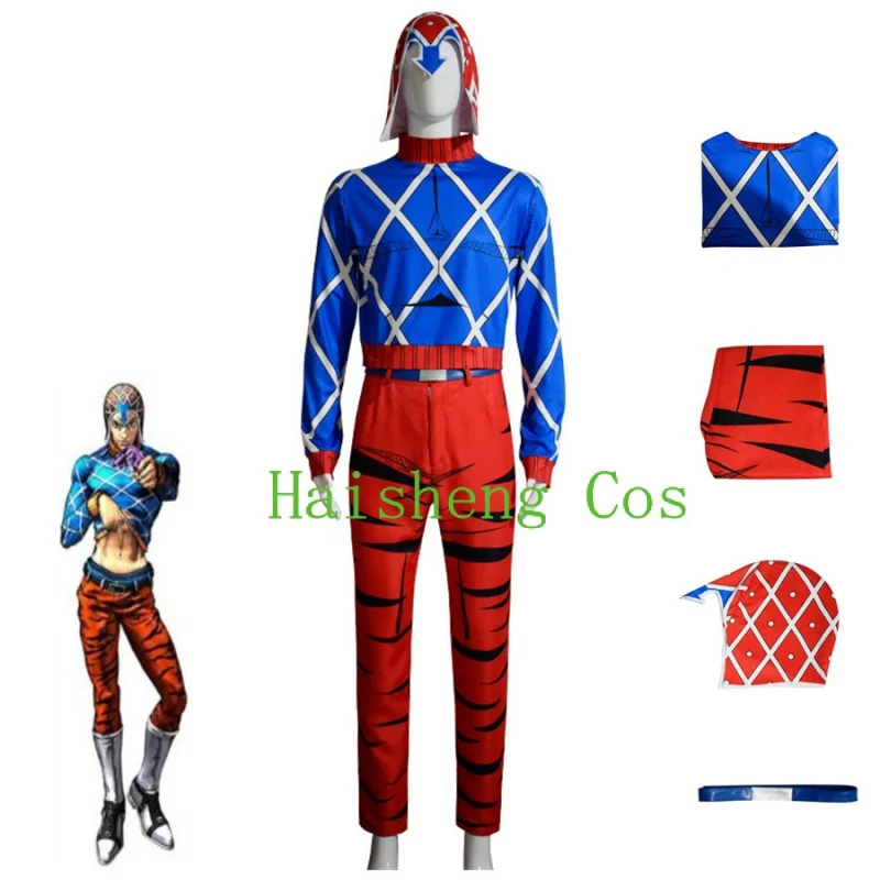 Anime JoJo's Bizarre Adventure Wind Golden Guīdo Mista Costume Blue Printing Sweater Adult Man Woman Carnival Party Suit.
Anime JoJo's Bizarre Adventure Wind Golden Guīdo Mista Costume Blue Printing Sweater Adult Man Woman Carnival Party Suit.