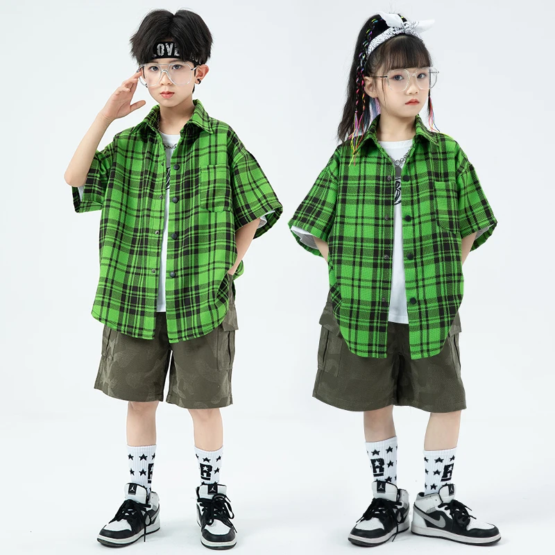 Kid Hip Hop Clothing Green Short Sleeve Shirt Tops Casual Cargo Shorts for Girls Boys Jazz Dance Costume Streetwear Clothes Set
Kid Hip Hop Clothing Green Short Sleeve Shirt Tops Casual Cargo Shorts for Girls Boys Jazz Dance Costume Streetwear Clothes Set