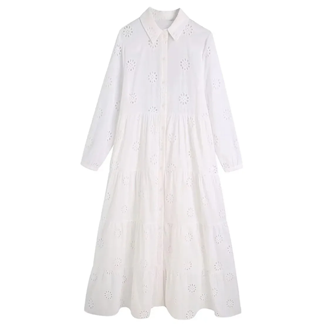 

Elmsk 2022 индийское фольклорное винтажное женское платье с цветочной вышивкой свободное белое Повседневное платье из чистого хлопка для женщи...