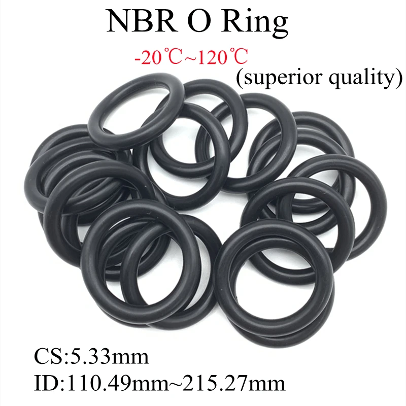5pcs NBR O Ring Oil Sealing Gasket Thickness 5.33mm ID 110 ~ 215mm Automobile Nitrile Rubber Round Shape Corrosion Resist Washer
5pcs NBR O Ring Oil Sealing Gasket Thickness 5.33mm ID 110 ~ 215mm Automobile Nitrile Rubber Round Shape Corrosion Resist Washer