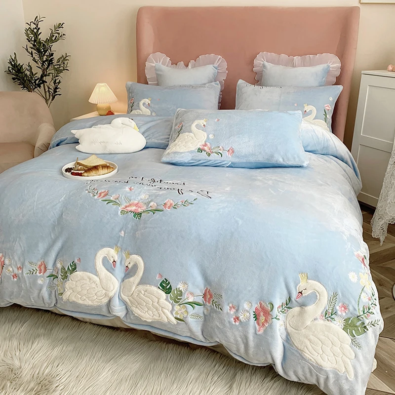 Thick Fleece-Lined Coral Fleece Bed Four-Piece Set Milk Fiber Flannel Princess Quilt Cover Double-Sided Plush Winter
Thick Fleece-Lined Coral Fleece Bed Four-Piece Set Milk Fiber Flannel Princess Quilt Cover Double-Sided Plush Winter