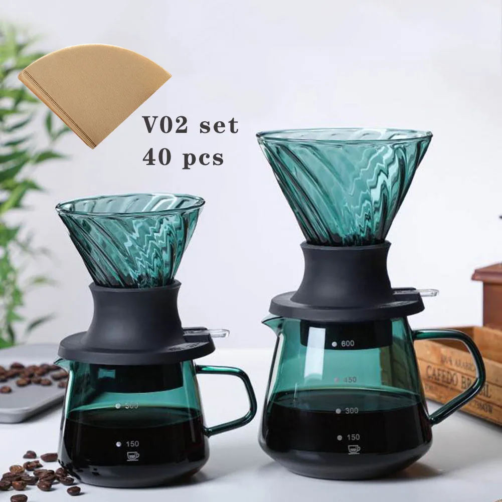 Coffee Pot Glass V60 Coffee Kettle Dripper Barista Pour Over Coffee Maker 400-600ML Reusable Dripper Pot Set for Coffee Filters 
Coffee Pot Glass V60 Coffee Kettle Dripper Barista Pour Over Coffee Maker 400-600ML Reusable Dripper Pot Set for Coffee Filters