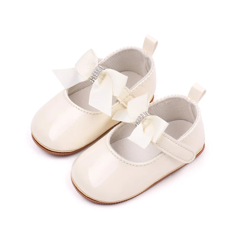 

Baby Girls Soft Sole Mary Jane Flats with Bow Detail - Non-Slip Infant Dress Shoes for Girls 0-18 Months