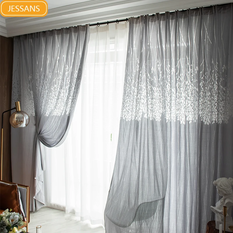 Gray High-grade Gauze Curtain Branch Hollow Jacquard Curtains for Living Room Bedroom Partition Curtain Finished Product
Gray High-grade Gauze Curtain Branch Hollow Jacquard Curtains for Living Room Bedroom Partition Curtain Finished Product