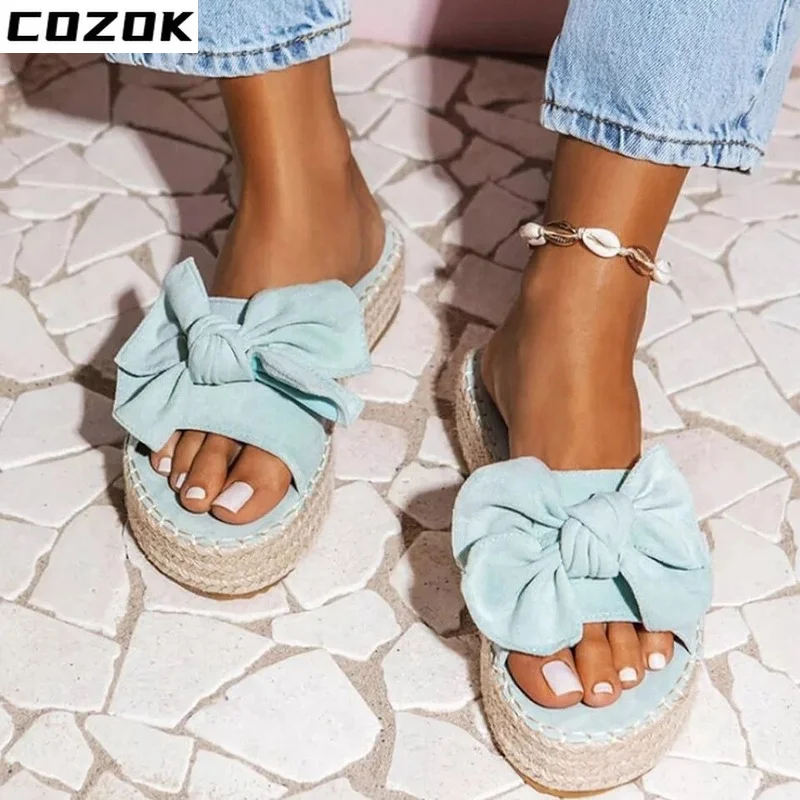 Women Slippers Summer 2022 Platform Wedges Mid Heels Bow Tie Peep Toe Fashion Slides Beach Outdoor Ladies Shoes Zapatos De Mujer
Women Slippers Summer 2022 Platform Wedges Mid Heels Bow Tie Peep Toe Fashion Slides Beach Outdoor Ladies Shoes Zapatos De Mujer