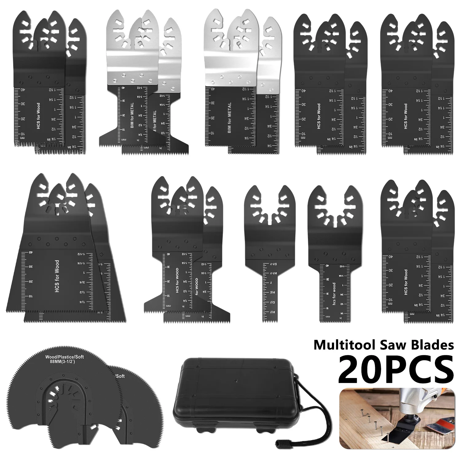 20 Pcs Oscillating Saw Blades Accessories Multi-Function Saw Blade for Renovator Power Wood Cutting Tool Bits with box
20 Pcs Oscillating Saw Blades Accessories Multi-Function Saw Blade for Renovator Power Wood Cutting Tool Bits with box