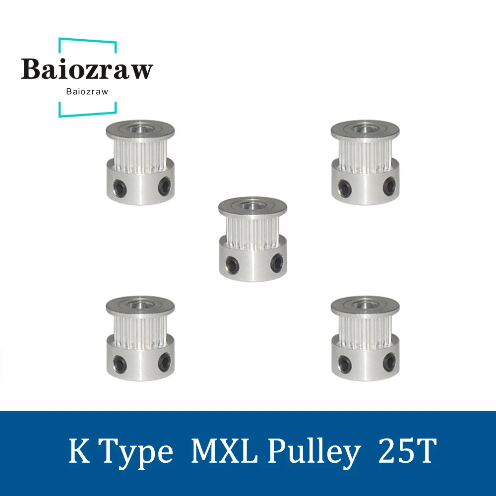 MXL Timing Pulley K Type Aluminum Alloy Timing Pulley 25 Teeth Bore 5/6/6.35/8mm Belt Width 10mm 15mm 3D Printer Parts
MXL Timing Pulley K Type Aluminum Alloy Timing Pulley 25 Teeth Bore 5/6/6.35/8mm Belt Width 10mm 15mm 3D Printer Parts