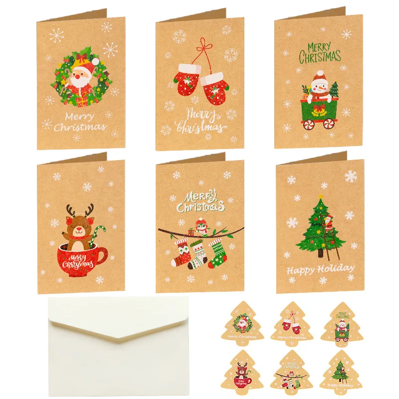 6pcs Christmas Greeting Card Kraft Paper Blank Cards Santa Claus Merry Christmas Invitation Greeting Card with Envelope Sticker
6pcs Christmas Greeting Card Kraft Paper Blank Cards Santa Claus Merry Christmas Invitation Greeting Card with Envelope Sticker