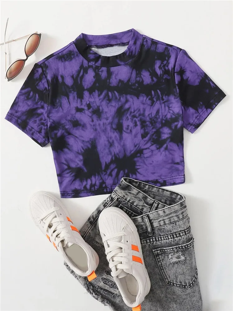 High Street Style Tie Dye Crop Tee Top Women Summer Y2K Clothes Harajuku Purple O-neck Short Sleeve Tee Shirt Streetwear Tshirt
High Street Style Tie Dye Crop Tee Top Women Summer Y2K Clothes Harajuku Purple O-neck Short Sleeve Tee Shirt Streetwear Tshirt