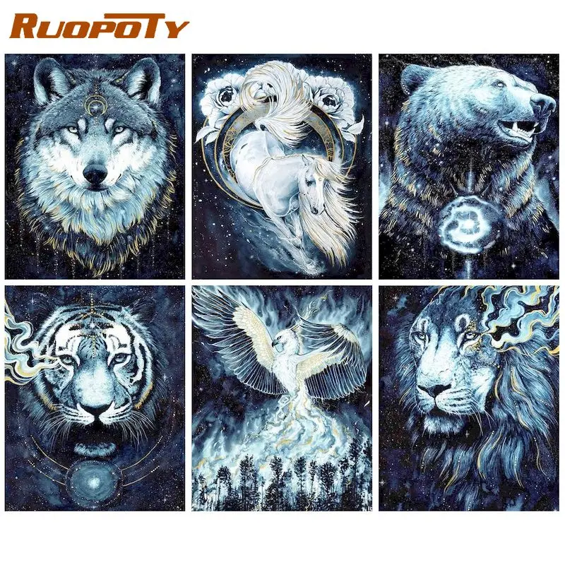 

RUOPOTY Abstract Diamond Painting 5D DIY Full Round Square Mosaic Animals Cross Stitch Personalized Gift Home Decors For Adult