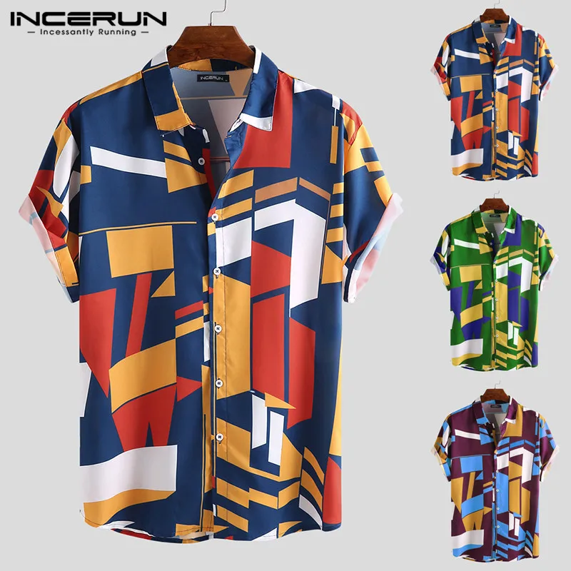 INCERUN Summer Men Beach Shirt Geometric Print Short Sleeve Lapel Neck Button Leisure Hawaiian Shirts Men 2022 Streetwear S-5XL
INCERUN Summer Men Beach Shirt Geometric Print Short Sleeve Lapel Neck Button Leisure Hawaiian Shirts Men 2022 Streetwear S-5XL