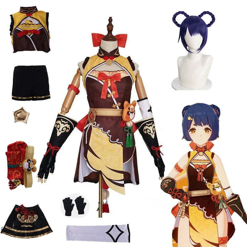 Anime Genshin Impact Xiangling Cosplay Cute Costume Head Chef Outfit Halloween Party Xiang Ling Cosplay with Wig Sexy Dress XXL 
Anime Genshin Impact Xiangling Cosplay Cute Costume Head Chef Outfit Halloween Party Xiang Ling Cosplay with Wig Sexy Dress XXL