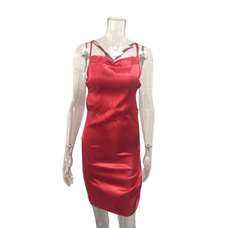 H9ED Women Sexy Spaghetti Strap Cowl Neck Satin Mini Bodycon Dress Crisscross Backless Side Split Ruched Drawstring Clubwear
H9ED Women Sexy Spaghetti Strap Cowl Neck Satin Mini Bodycon Dress Crisscross Backless Side Split Ruched Drawstring Clubwear