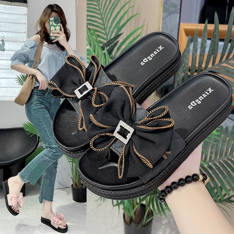 Flat Shoes Female Slippers Heels Med Slides Summer Clogs Woman Platform Butterfly-Knot High Beach Butterfly-knot Fabric PU PVC
Flat Shoes Female Slippers Heels Med Slides Summer Clogs Woman Platform Butterfly-Knot High Beach Butterfly-knot Fabric PU PVC